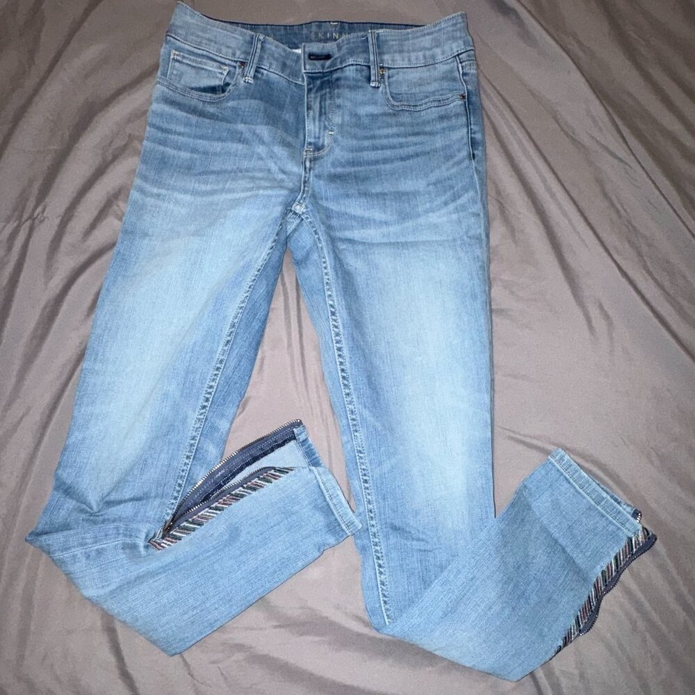 White House Black Market The Skinny Ankle Jeans Size 2 Zip Hem